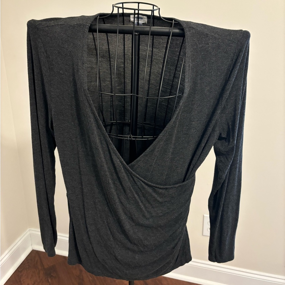 Faux wrap long sleeve top